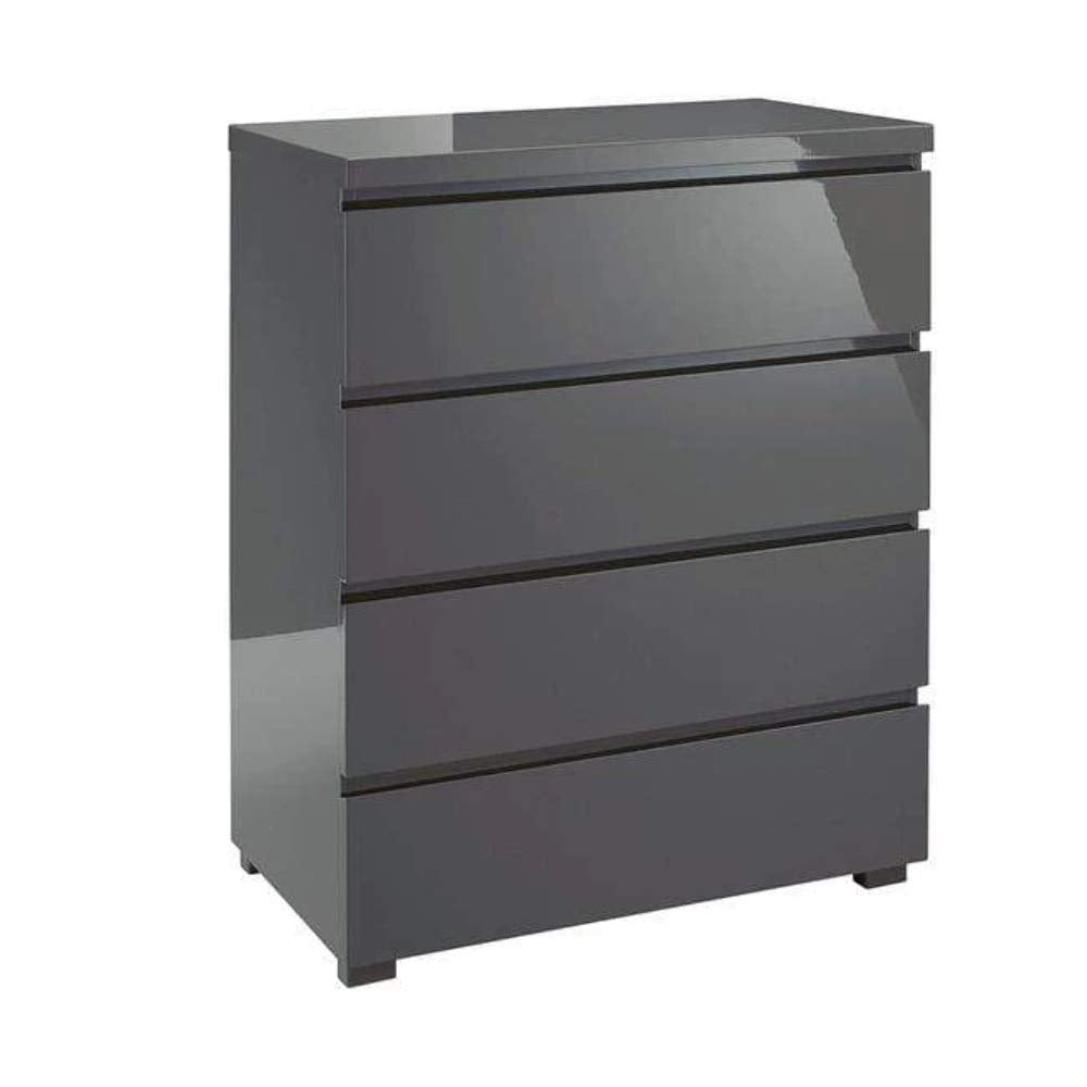 Puro Charcoal Grey High Gloss Bedroom Range - Wardrobe Chest Bedside Desk