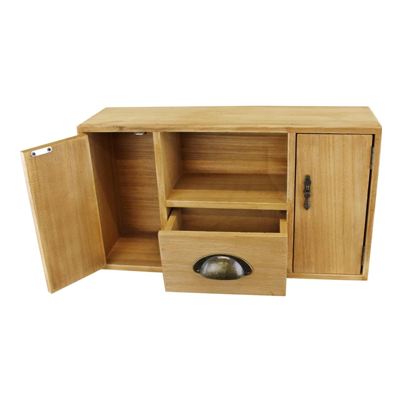 Small Wooden Cabinet with Cupboards Drawer and Shelf