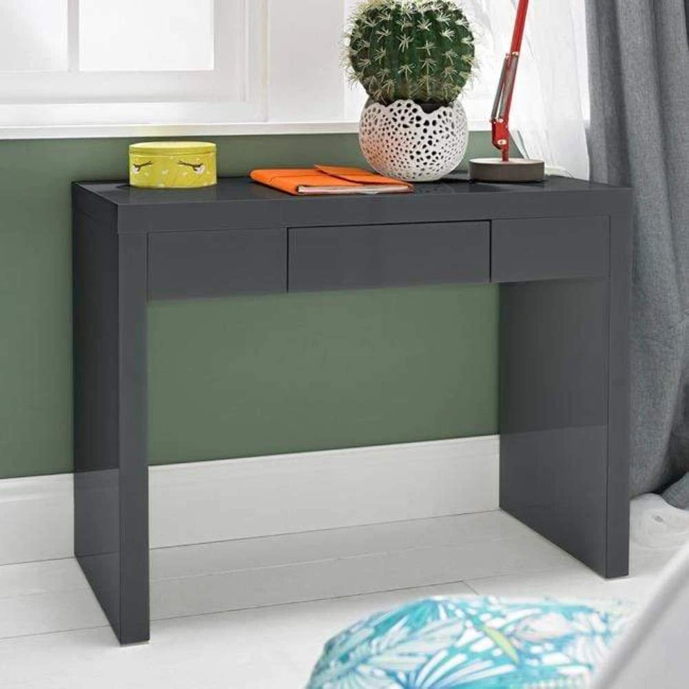 Puro Charcoal Grey High Gloss Bedroom Range - Wardrobe Chest Bedside Desk