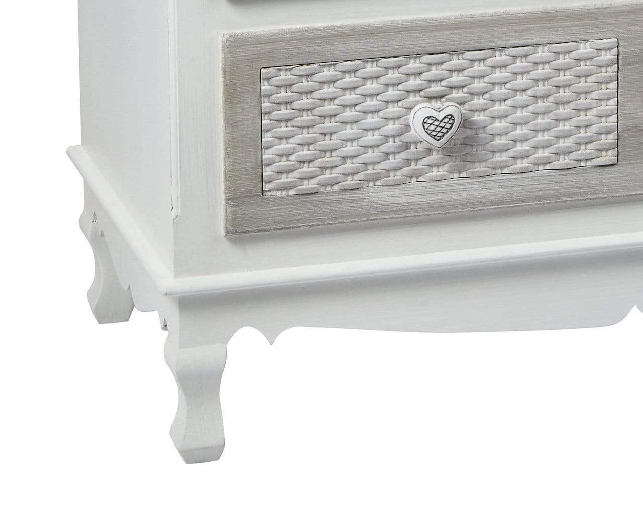 Brittany Grey Shabby Chic Bedroom Furniture with Love Hearts & Basket Effect Drawers