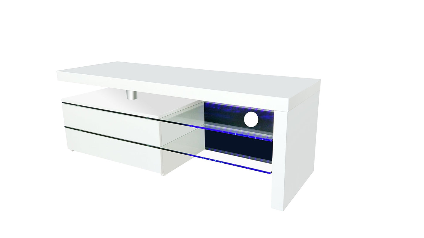 Milano White High Gloss Modern Living & Dining Furniture - Blue LED Lighting