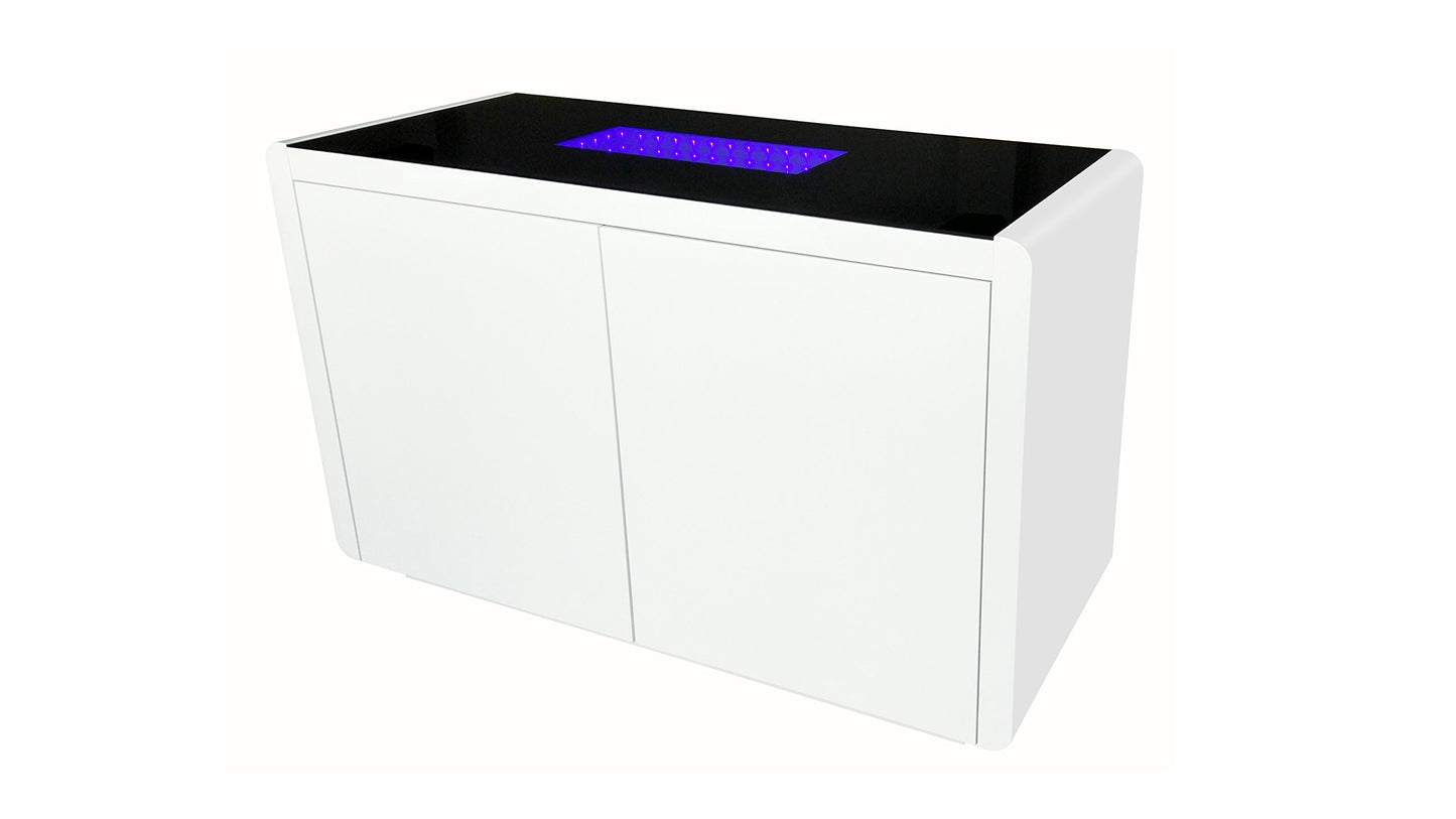 Matrix White & Black High Gloss Modern Living, Dining Furniture - Blue LED Lights