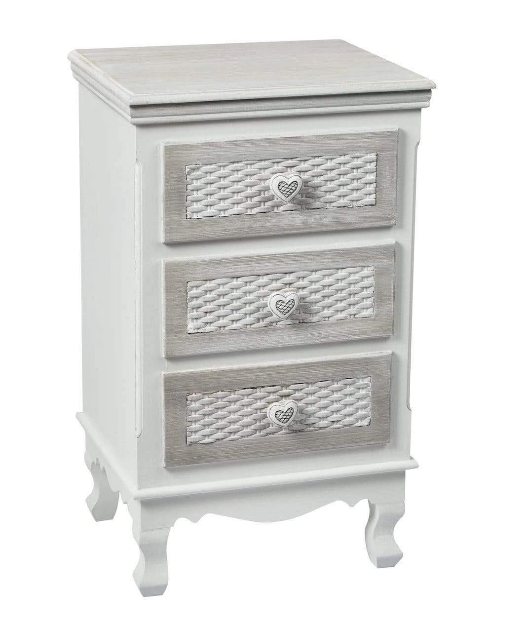 Brittany Grey Shabby Chic Bedroom Furniture with Love Hearts & Basket Effect Drawers