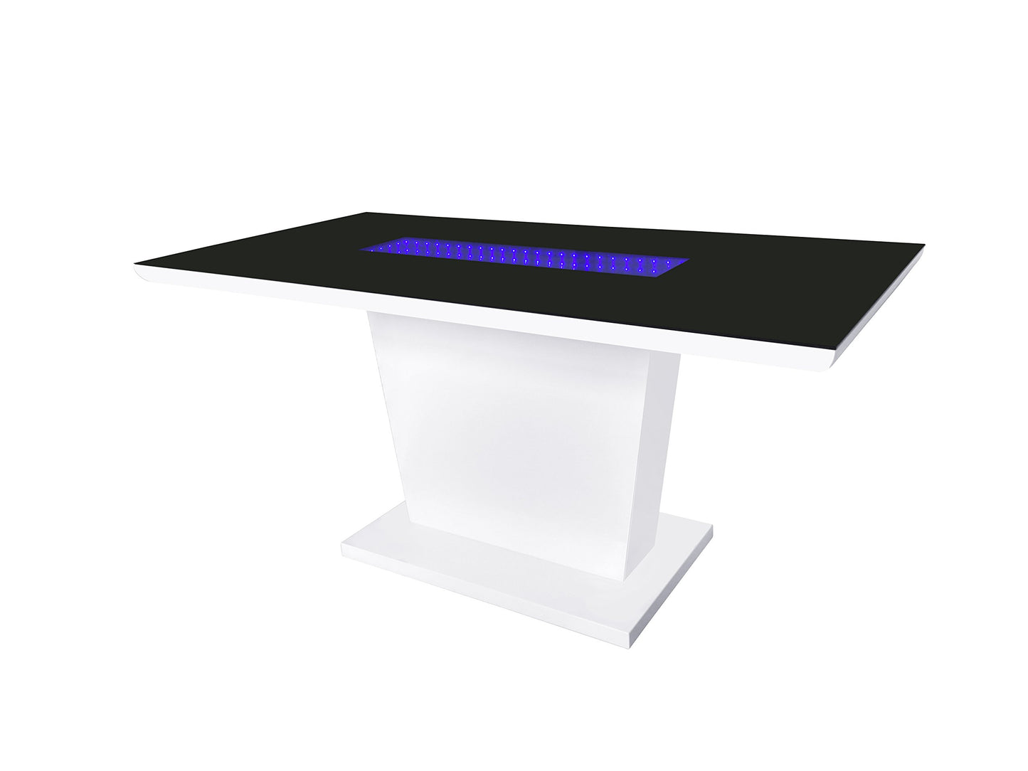 Matrix White & Black High Gloss Modern Living, Dining Furniture - Blue LED Lights