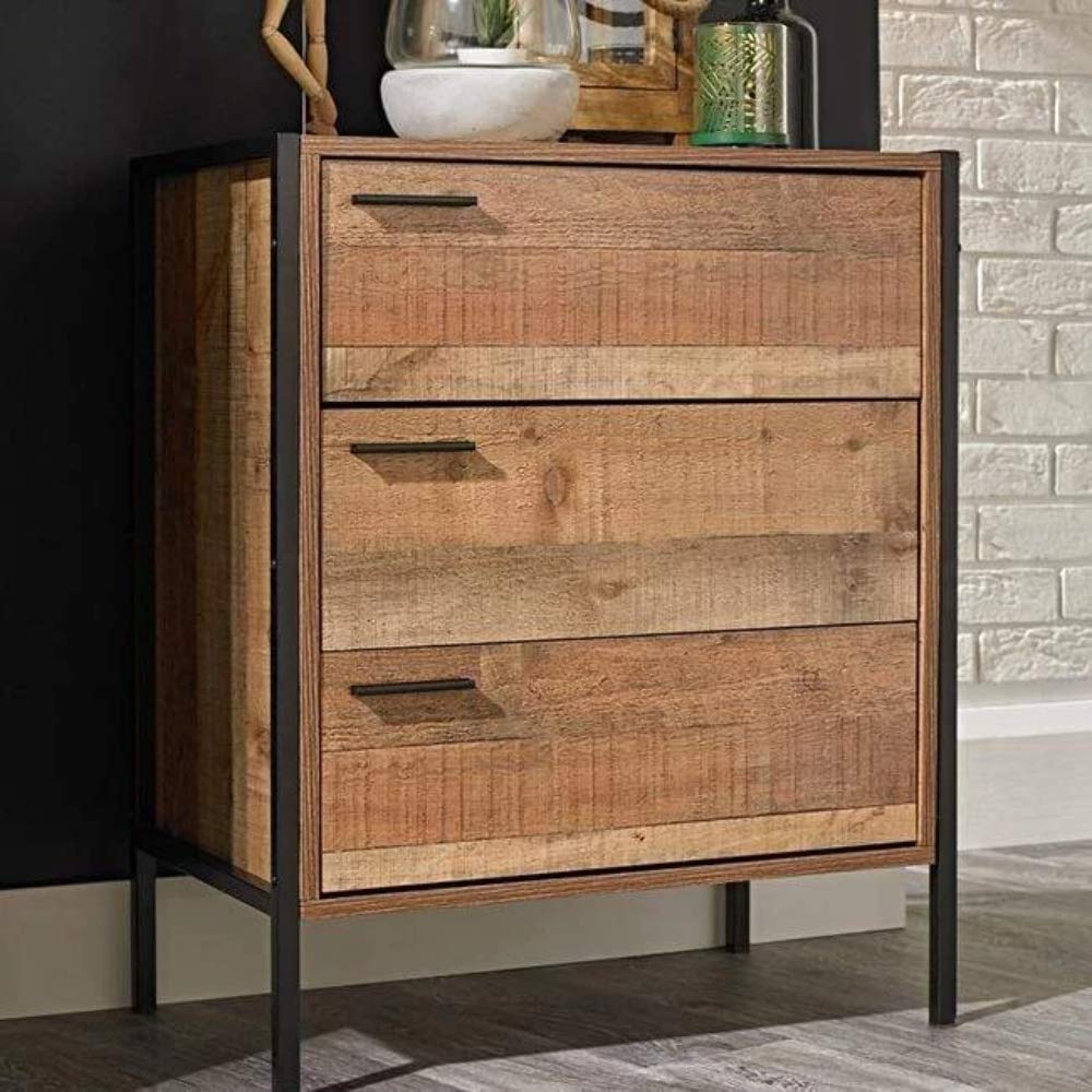 Hoxton Urban Rustic Bedroom Furniture Metal Frames - Chest of Drawers, Bedframe