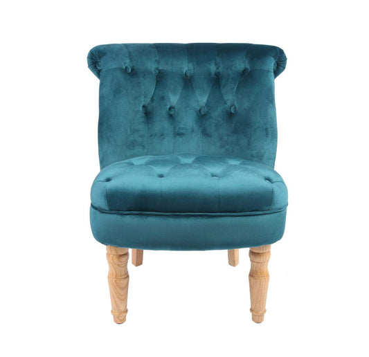 Charlotte Teal Plush Velvet Accent Chair in Traditional French Feel