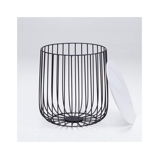 Enzo Black or Gold Cage Coffee/Lamp Table - Removable Marble or Oak Finished Top