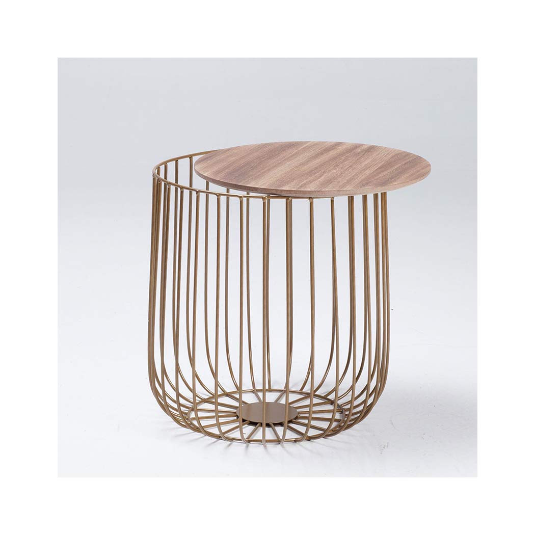 Enzo Black or Gold Cage Coffee/Lamp Table - Removable Marble or Oak Finished Top