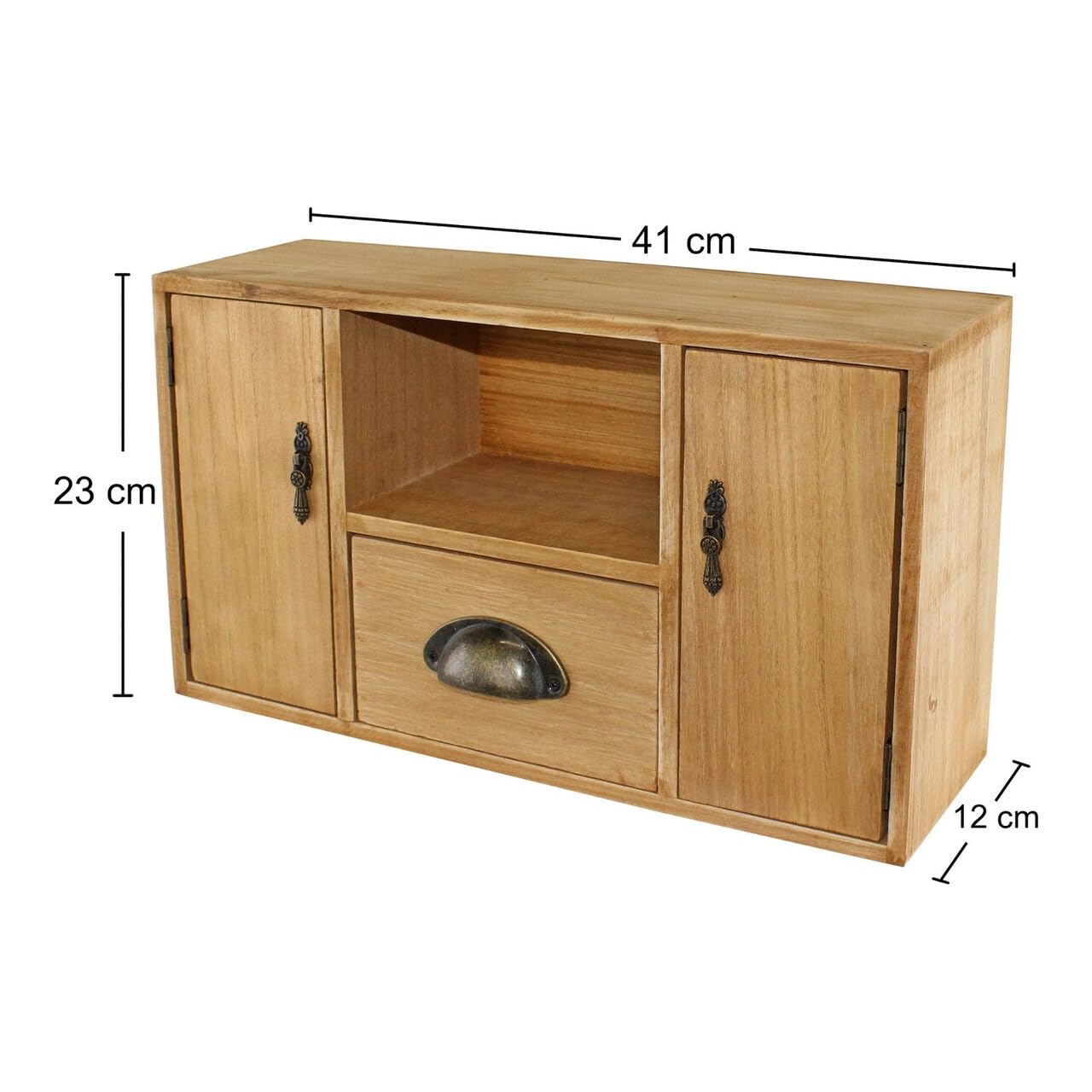 Small Wooden Cabinet with Cupboards Drawer and Shelf