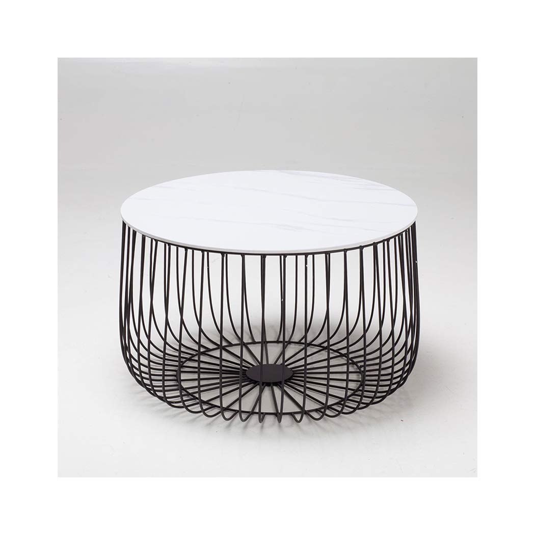 Enzo Black or Gold Cage Coffee/Lamp Table - Removable Marble or Oak Finished Top