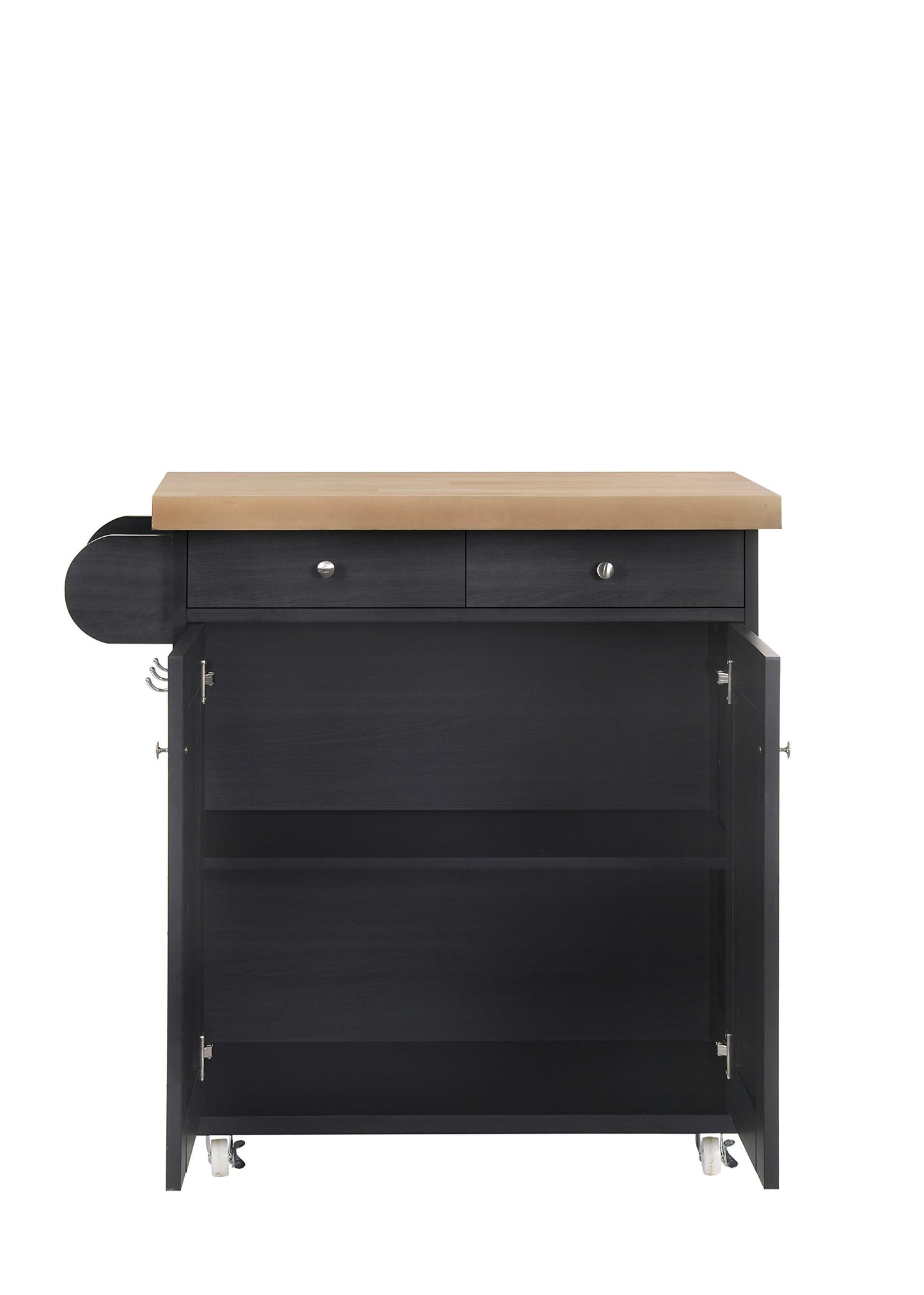 Kitchen Island on Wheels - Storage Trolley in White, Black or Gray