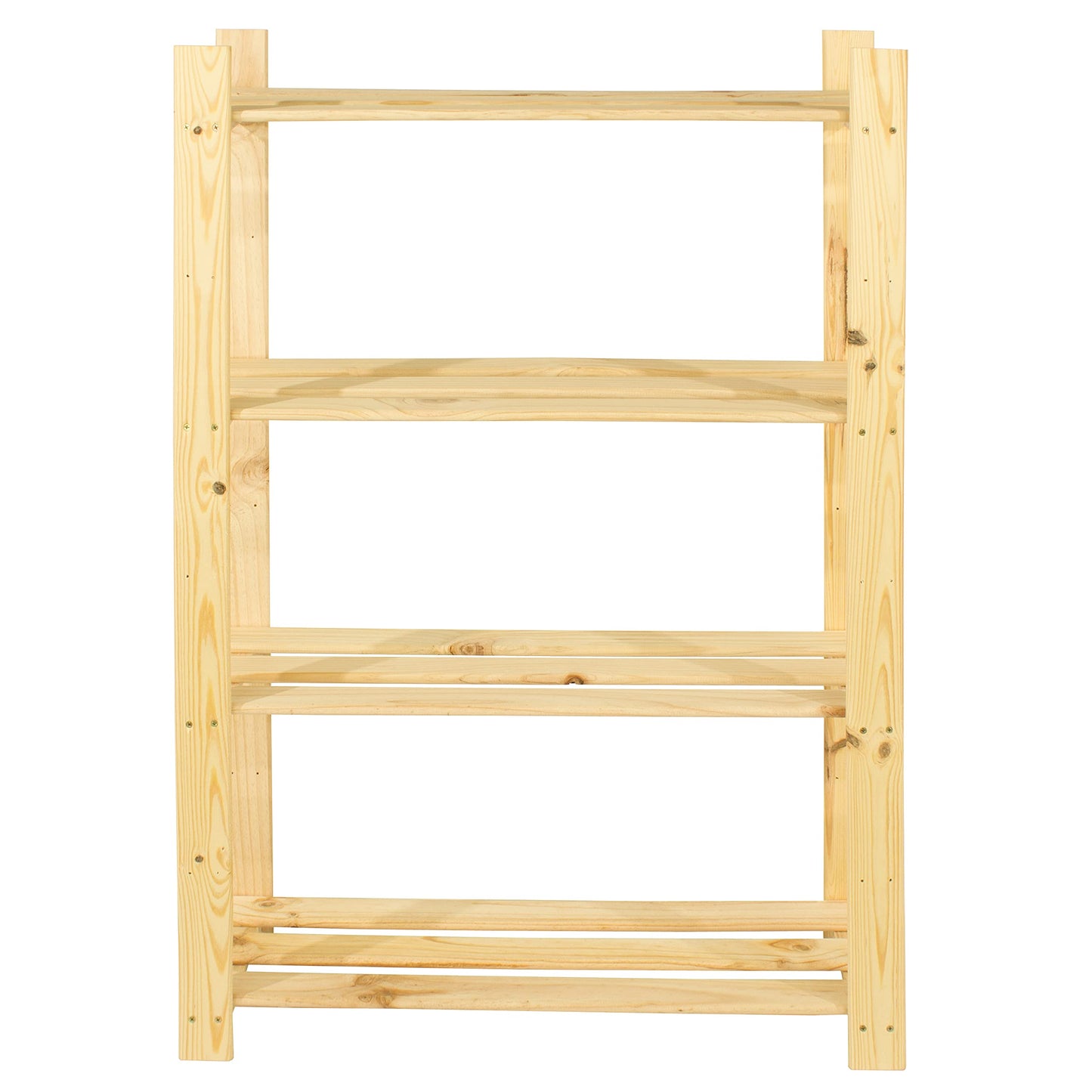 Four Shelf Natural Wood Slatted Storage Unit - Shelving Unit