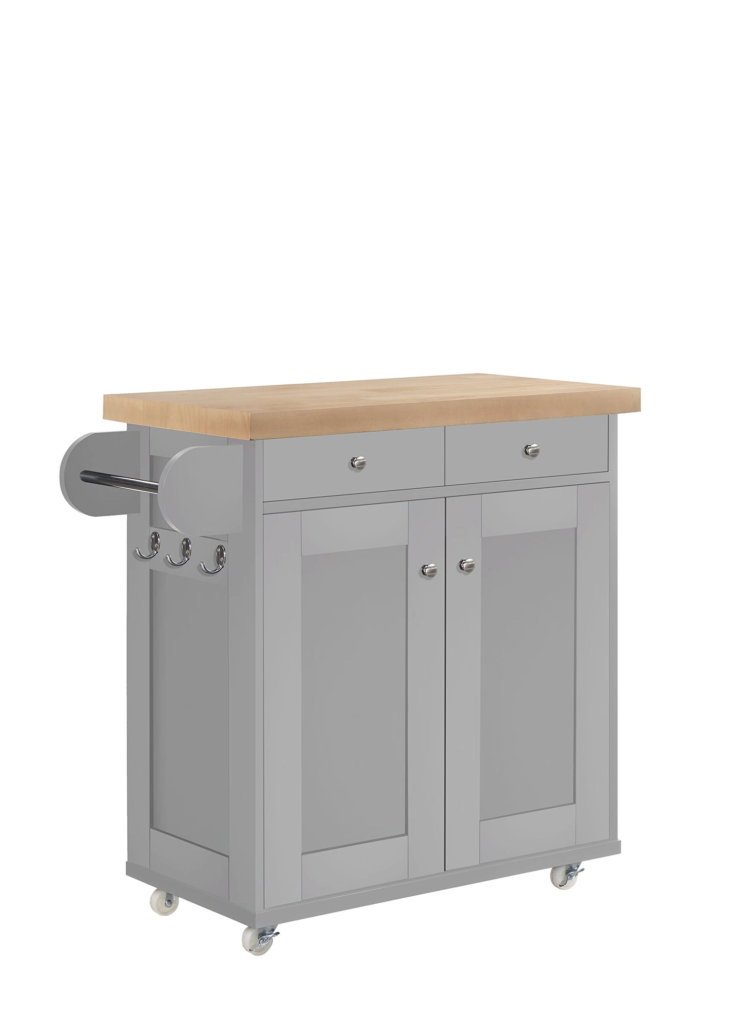 Kitchen Island on Wheels - Storage Trolley in White, Black or Gray