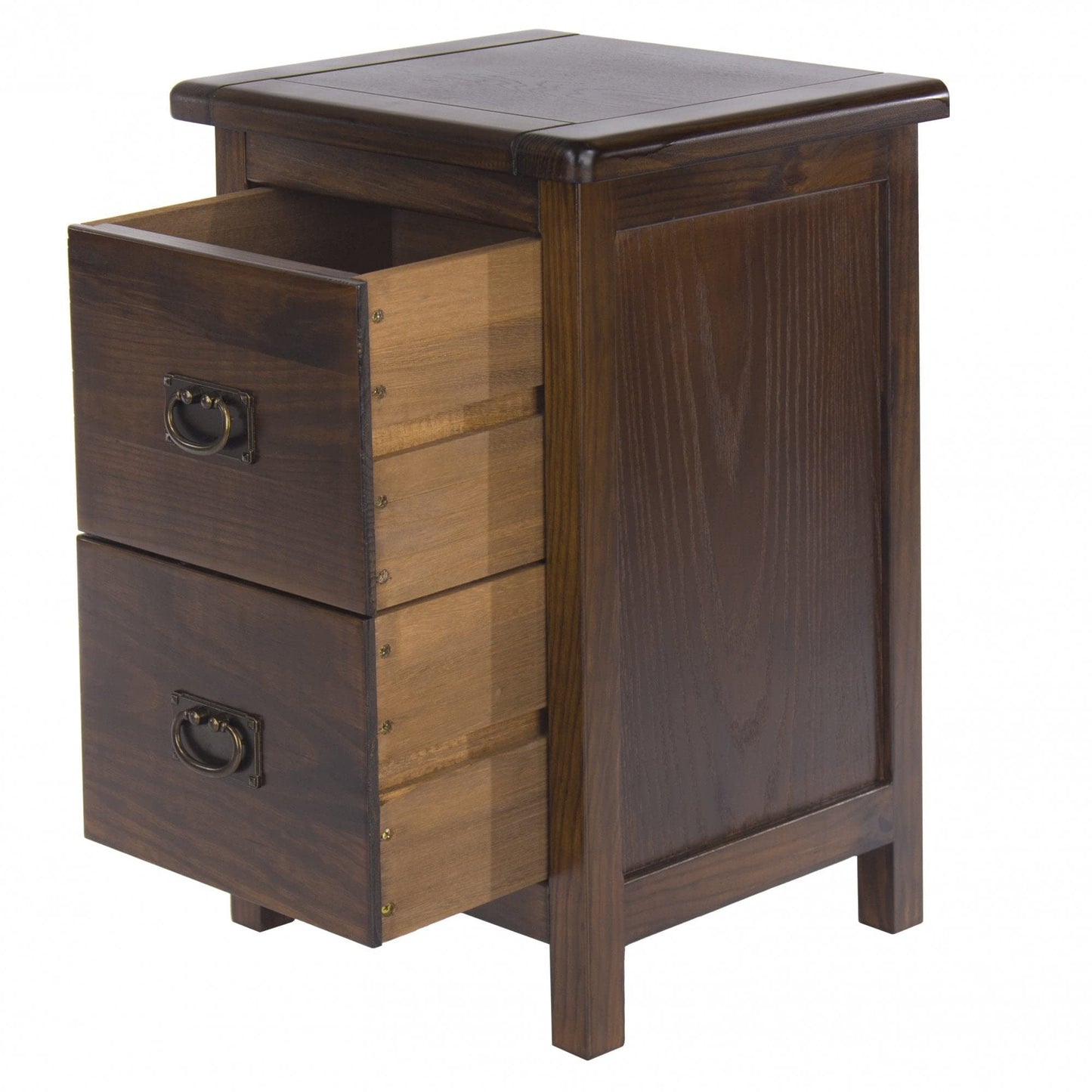 Antique Style in Rich Dark Brown Boston 2 Drawer Petite Bedside Cabinet