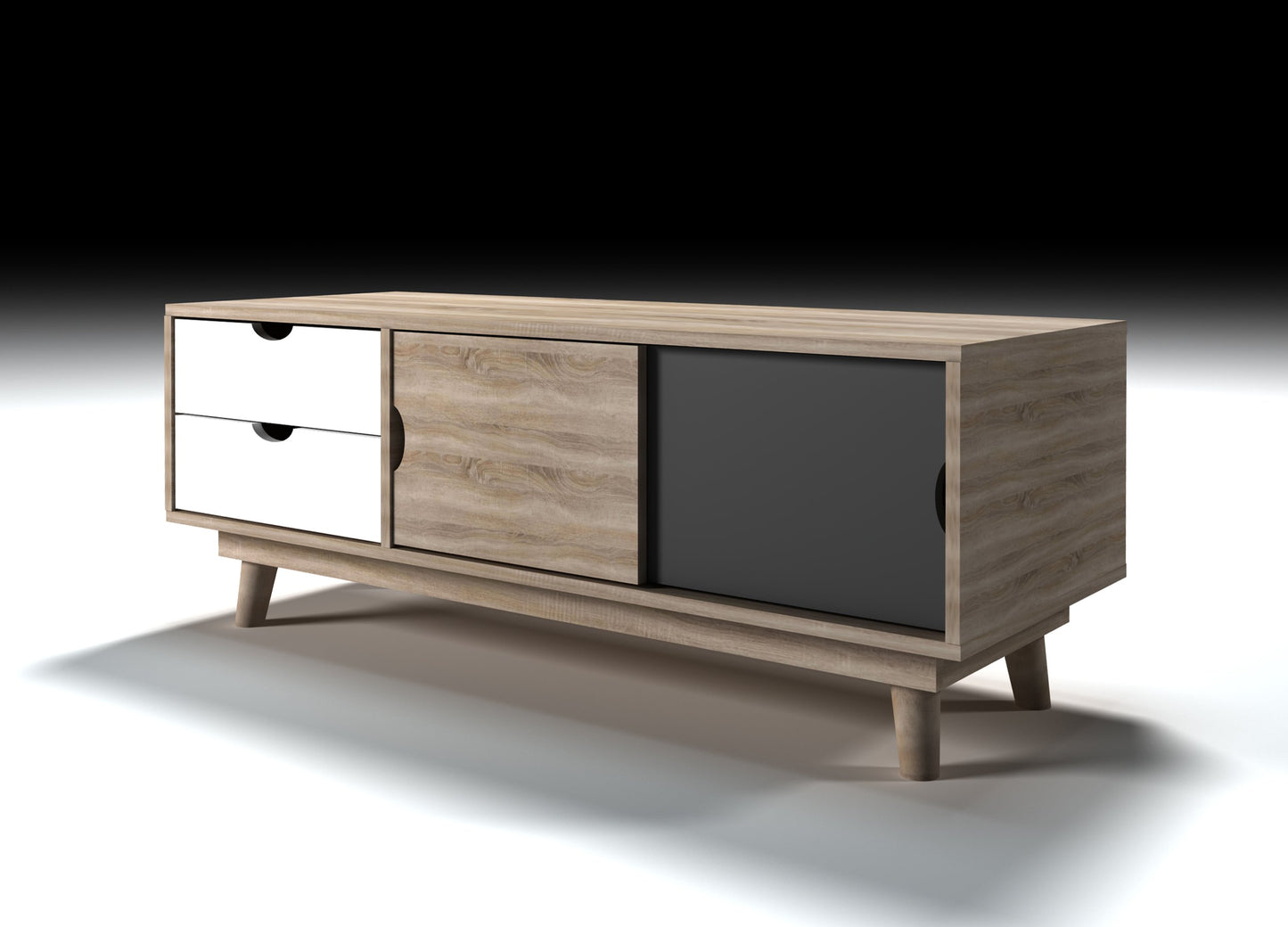 Scandi Oak Effect Living Room Furniture Range - Tables Sideboard TV Units Desk - White or Grey