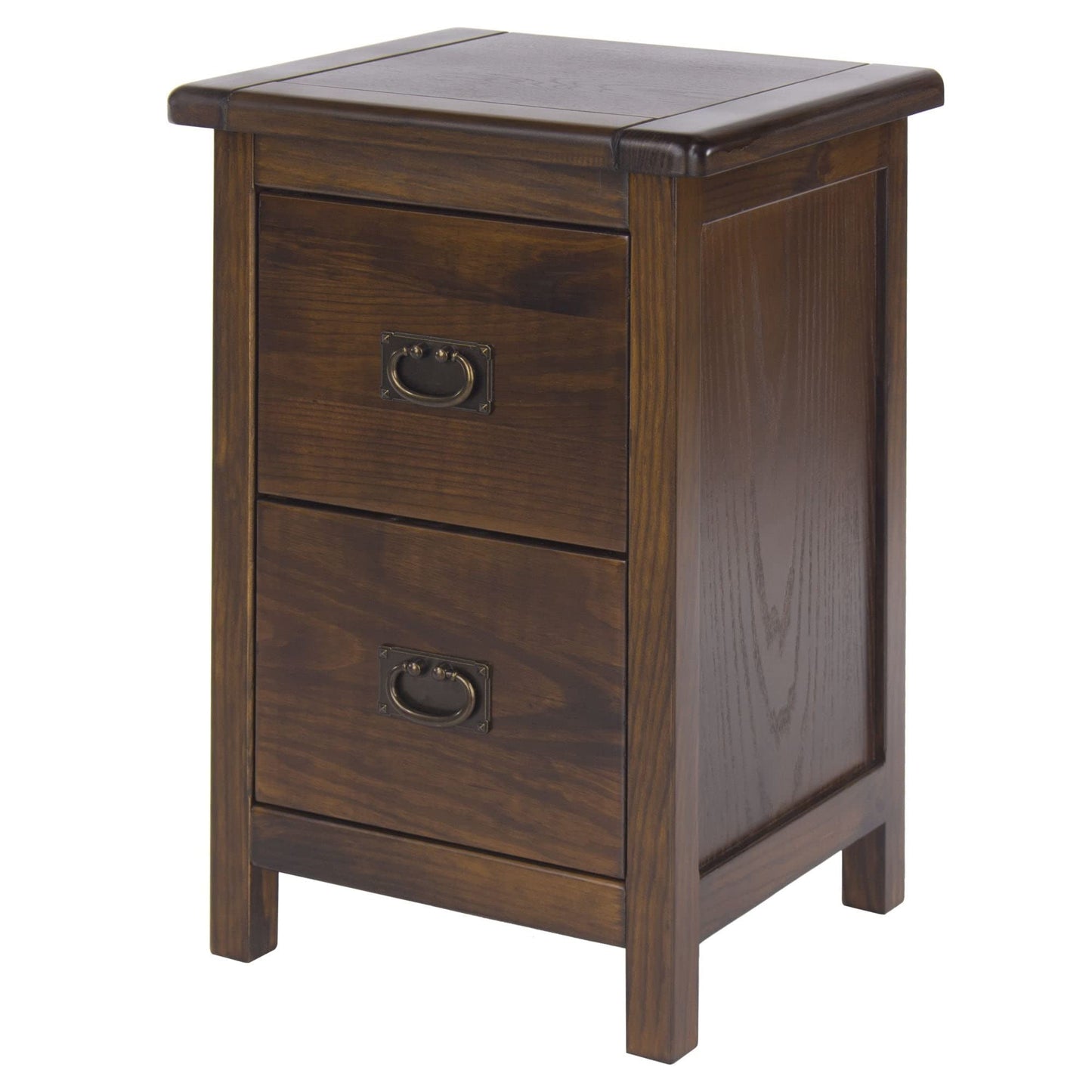 Antique Style in Rich Dark Brown Boston 2 Drawer Petite Bedside Cabinet