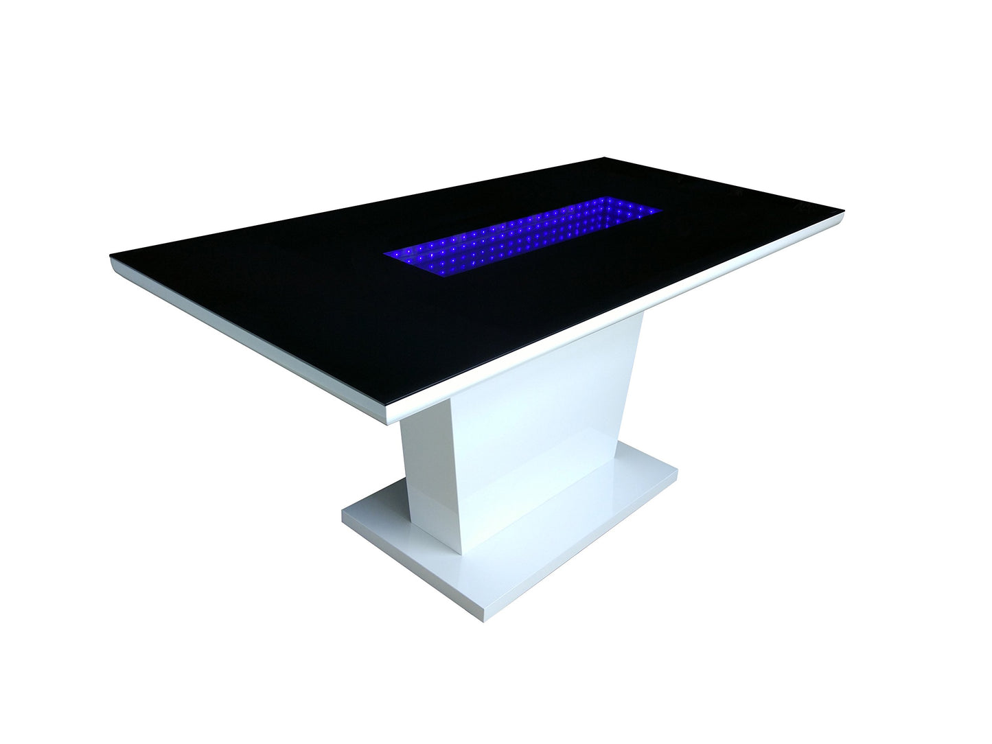 Matrix White & Black High Gloss Modern Living, Dining Furniture - Blue LED Lights