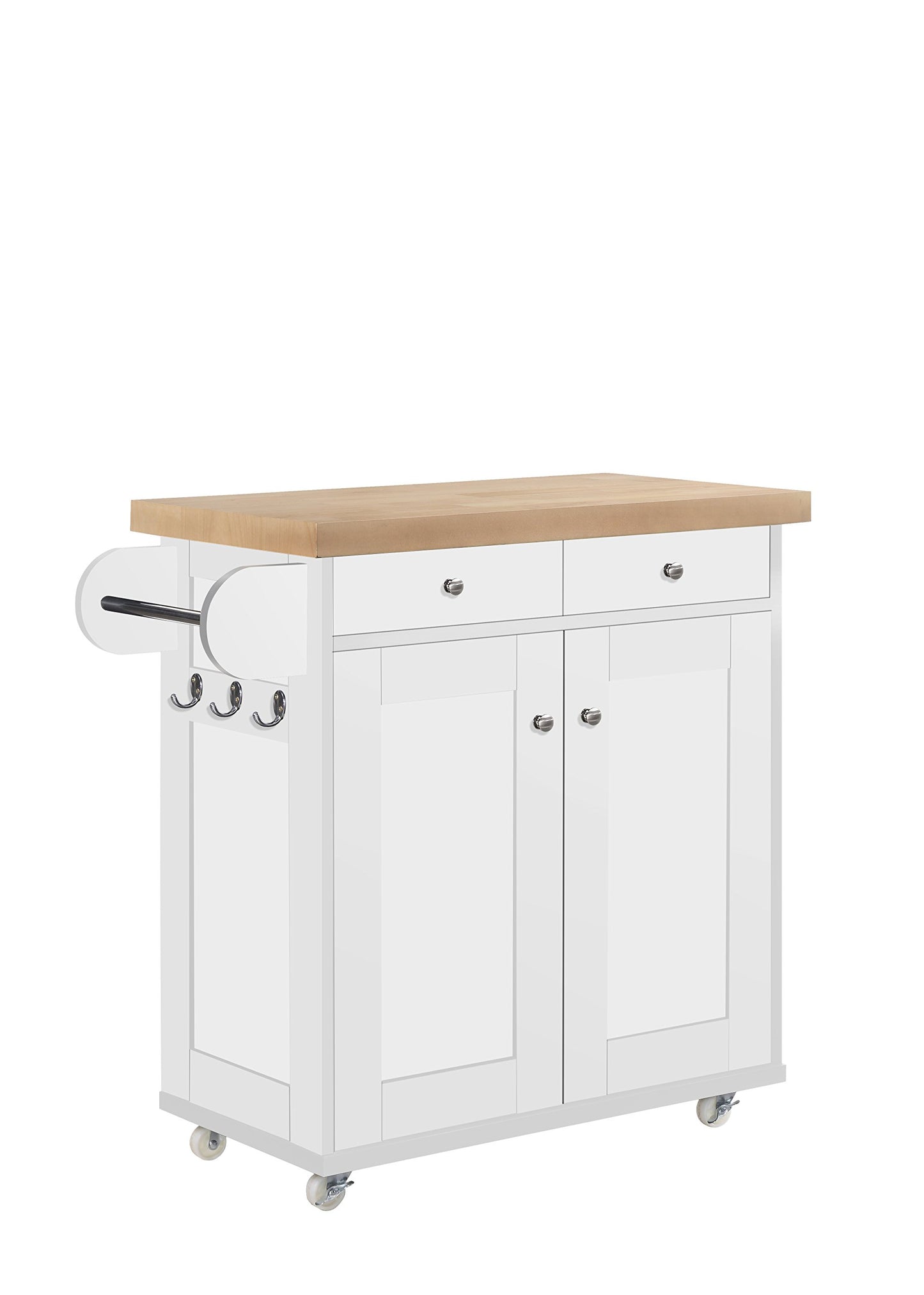 Kitchen Island on Wheels - Storage Trolley in White, Black or Gray