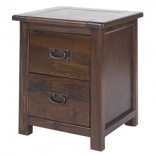 Antique Style in Rich Dark Brown Boston 2 Drawer Bedside Cabinet