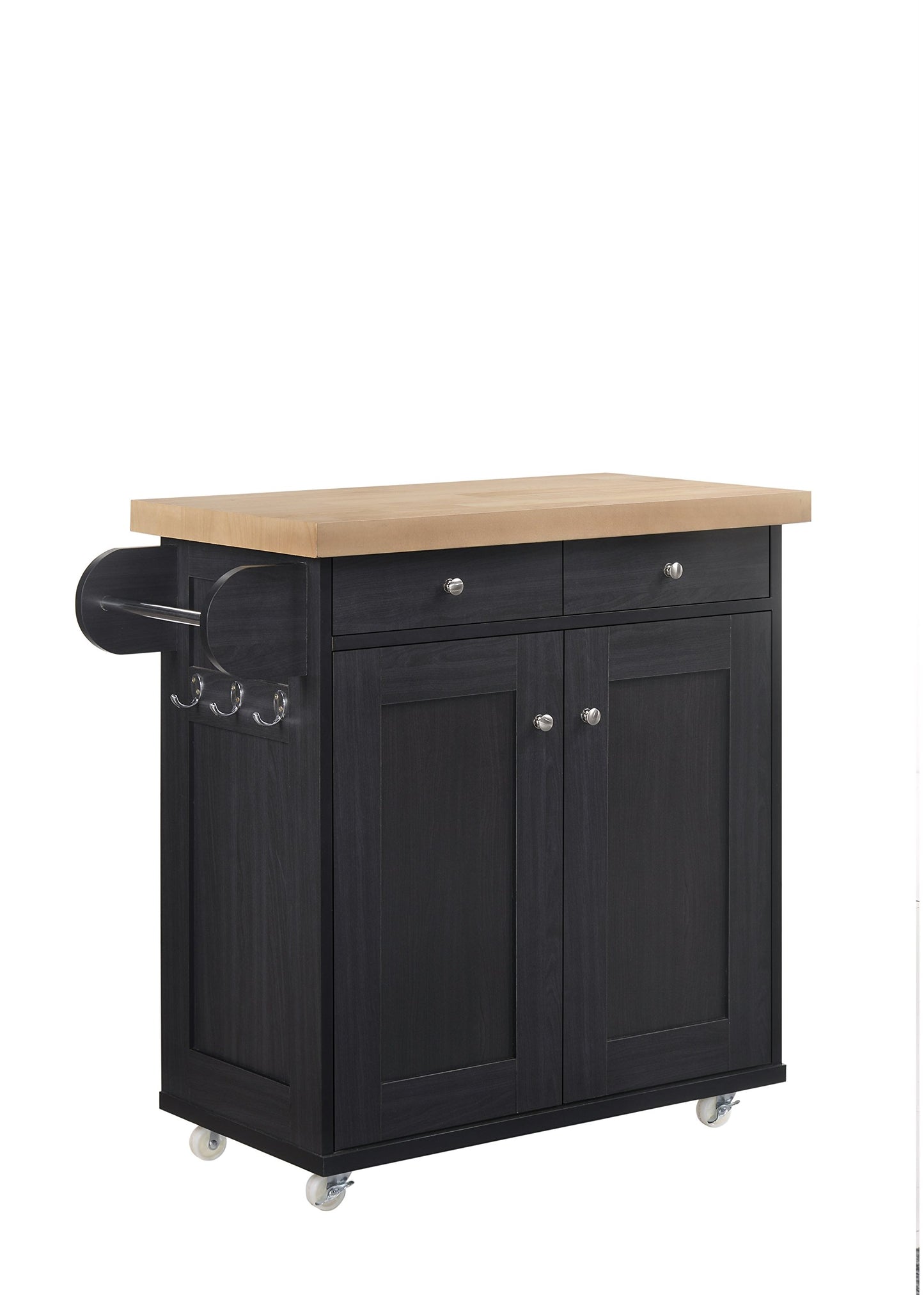 Kitchen Island on Wheels - Storage Trolley in White, Black or Gray