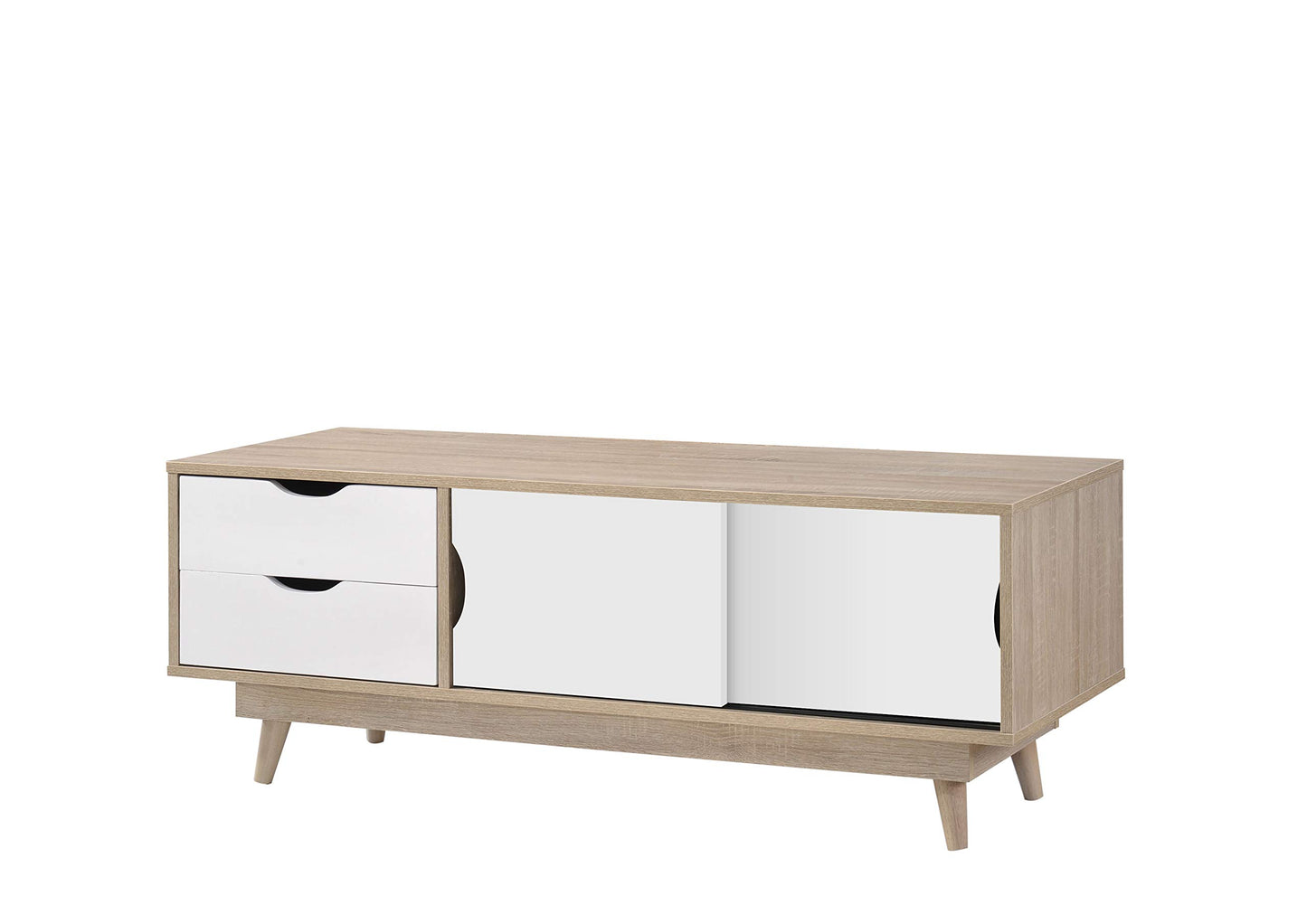 Scandi Oak Effect Living Room Furniture Range - Tables Sideboard TV Units Desk - White or Grey