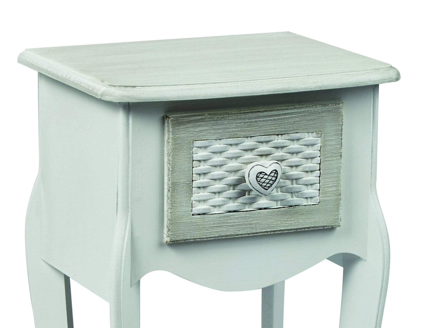 Brittany 1 Drawer Bedside - Antique French Style in White-Grey